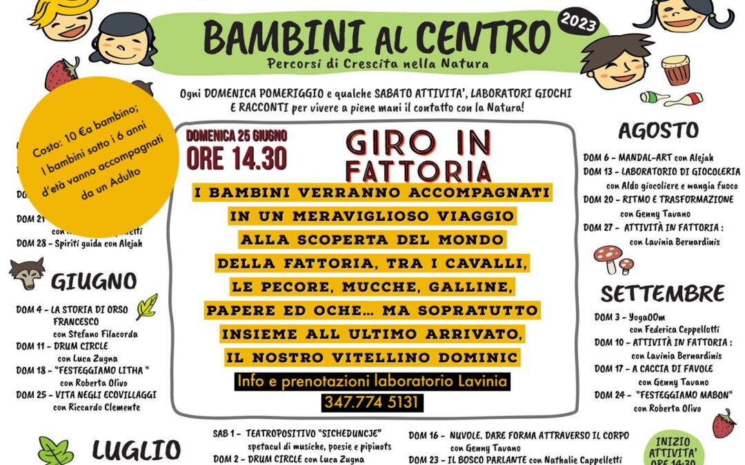 Bambini al Centro – Domenica 25 Giugno – Giro in Fattoria