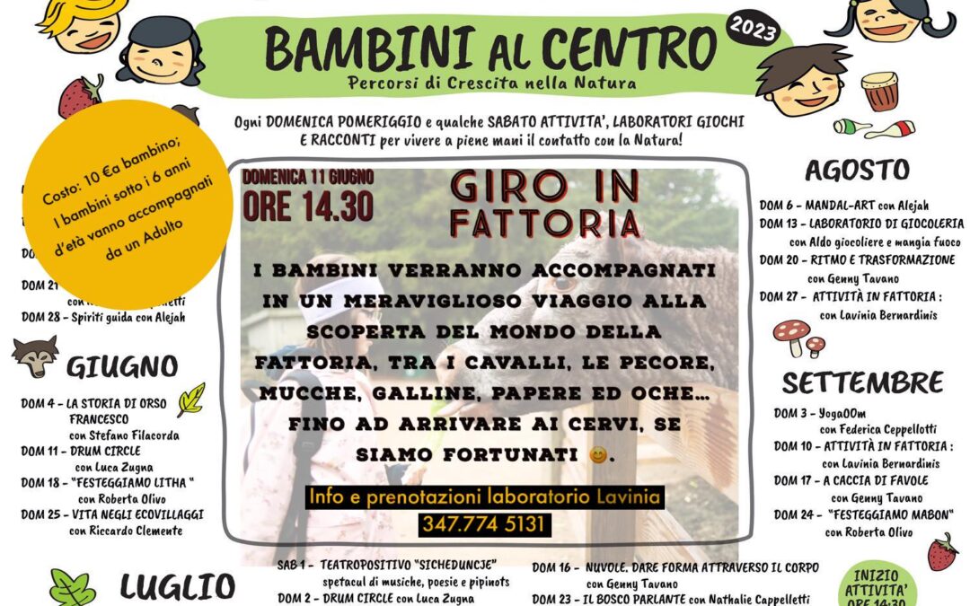 Bambini al Centro – Domenica 11 Giugno con Lavinia Bernardinis