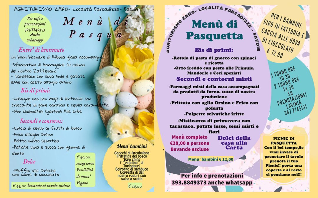 Pasqua & Pasquetta da Zaro!