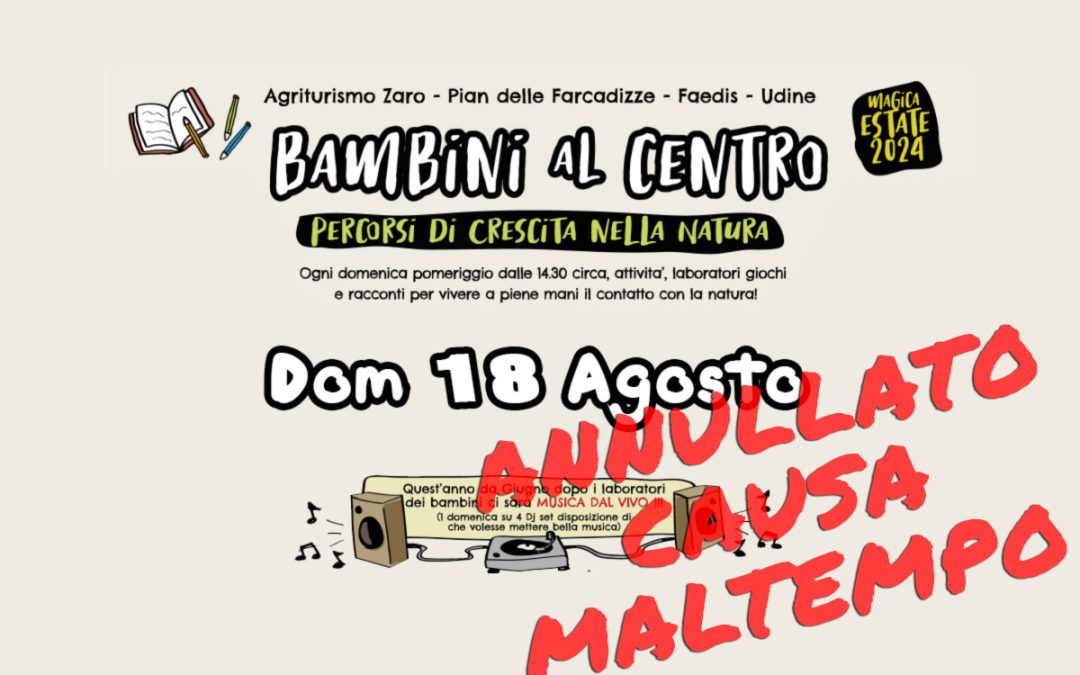 Bambini al Centro 2024 – 18 Agosto – Annullato
