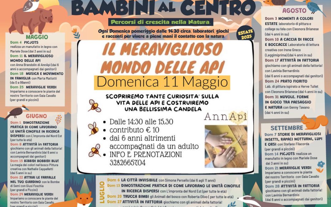 Bambini al Centro 2025 – Domenica 11 Maggio – Laboratorio Mondo delle Api